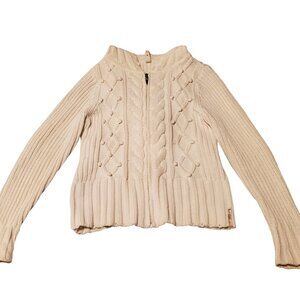 Q/S By S. Oliver White Knit Hooded Cardigan Size M